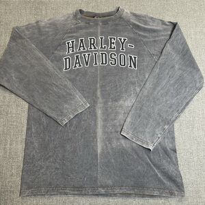 Harley Davidson Holoubek HD Motorcycle Long Sleeve Distressed Shirt Made USA  XL